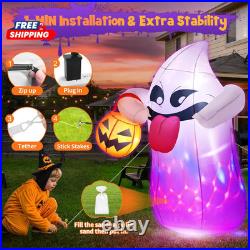 5FT Halloween Inflatables Ghost Built-In 3-Colored Flashing LED Light, Cute Hall