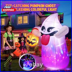 5FT Halloween Inflatables Ghost Built-In 3-Colored Flashing LED Light, Cute Hall