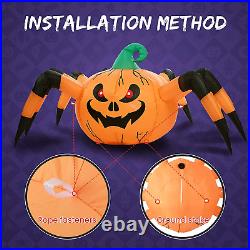5FT Halloween Inflatables Outdoor Pumpkin Spider, 2 Packs Prefect Animated Yard
