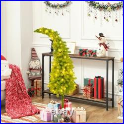 5FT Hinged Fir Artificial Fir Bent Top Santa Hat Christmas Tree with100 LED Lights