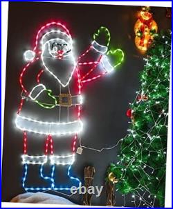 5FT Lighted Waving Santa Claus Animated Christmas Decoration, 273 LEDs Neon