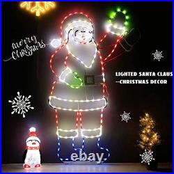 5FT Lighted Waving Santa Claus Animated Christmas Decoration, 273 LEDs Neon