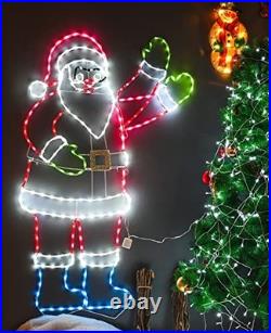 5FT Lighted Waving Santa Claus Animated Christmas Decoration, 273 LEDs Neon