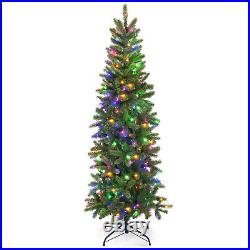 5FT Pre-Lit Hinged Artificial Christmas Tree with180 Multicolor Lights & 390 Tips