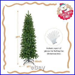 5FT Pre-Lit Hinged Artificial Christmas Tree with180 Multicolor Lights & 390 Tips