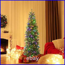 5FT Pre-Lit Hinged Artificial Christmas Tree with180 Multicolor Lights & 390 Tips