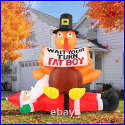 5FT Thanksgiving Turkey Inflatable Outdoor Decorations, Turkey Sitting on Santa 5FT Thanksgiving Turkey Inflatable Outdoor Decorations, Turkey Sitting on Santa