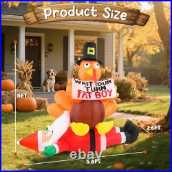 5FT Thanksgiving Turkey Inflatable Outdoor Decorations, Turkey Sitting on Santa 5FT Thanksgiving Turkey Inflatable Outdoor Decorations, Turkey Sitting on Santa