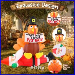 5FT Thanksgiving Turkey Inflatable Outdoor Decorations, Turkey Sitting on Santa 5FT Thanksgiving Turkey Inflatable Outdoor Decorations, Turkey Sitting on Santa