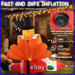 5FT Thanksgiving Turkey Inflatable Outdoor Decorations, Turkey Sitting on Santa 5FT Thanksgiving Turkey Inflatable Outdoor Decorations, Turkey Sitting on Santa