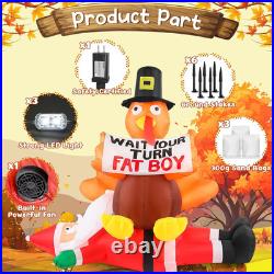 5FT Thanksgiving Turkey Inflatable Outdoor Decorations, Turkey Sitting on Santa 5FT Thanksgiving Turkey Inflatable Outdoor Decorations, Turkey Sitting on Santa