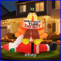 5FT Thanksgiving Turkey Inflatable Outdoor Decorations, Turkey Sitting on Santa 5FT Thanksgiving Turkey Inflatable Outdoor Decorations, Turkey Sitting on Santa