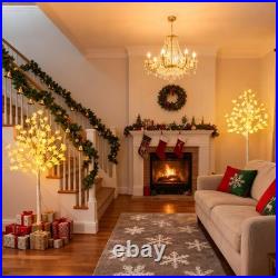5FT White Flower Tree with Lights Lighted Flower Tree with 96 Warm White LE