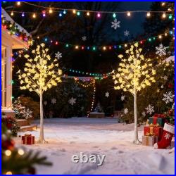 5FT White Flower Tree with Lights Lighted Flower Tree with 96 Warm White LE