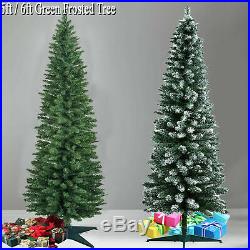 5Ft Frosted Pencil Pine Slim Christmas Tree Artificial Green Fabulous Xmax Tree