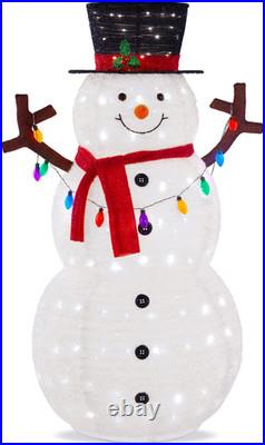 5Ft Lighted Pop-Up Snowman, Large White Outdoor Christmas Holiday Decoration With