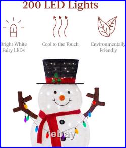 5Ft Lighted Pop-Up Snowman, Large White Outdoor Christmas Holiday Decoration With