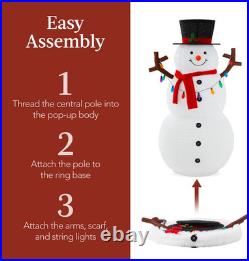 5Ft Lighted Pop-Up Snowman, Large White Outdoor Christmas Holiday Decoration With