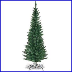 5Ft PVC Artificial Pencil Christmas Tree Slim with Stand Home Holiday Decor Green