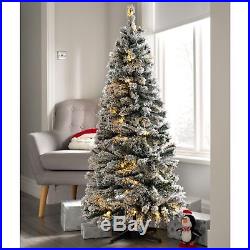 5Ft Pre-Lit Decorated Frosted Flocked Popup Christmas Tree 50 Warm White LED New