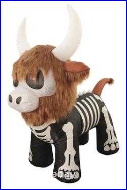 5’10 LED Skeleton Highland Cow with Fur Halloween Inflatable Haunted House Decor