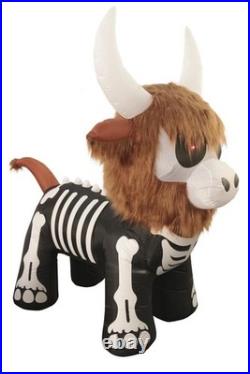 5'10 LED Skeleton Highland Cow with Fur Halloween Inflatable Haunted House Decor 5'10 LED Skeleton Highland Cow with Fur Halloween Inflatable Haunted House Decor