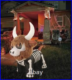 5'10 LED Skeleton Highland Cow with Fur Halloween Inflatable Haunted House Decor 5'10 LED Skeleton Highland Cow with Fur Halloween Inflatable Haunted House Decor