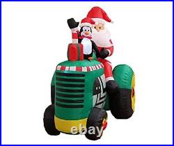 5.3 Foot Tall Christmas Inflatable Santa Claus Drive Tractor with Penguin LED