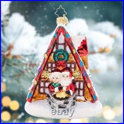 5.5 Christopher Radko Alpine A-Frame Cabin Santa Mrs Claus Christmas Ornament