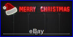 5.5 LONG 244 SUPER BRIGHT RED/WHITE LED LIGHTS MERRY CHRISTMAS SIGN withSANTA HAT