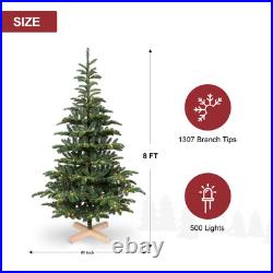 5/6/7/8FT Artificial Pre lit Christmas Trees Premium Wooden Stand Home Decor