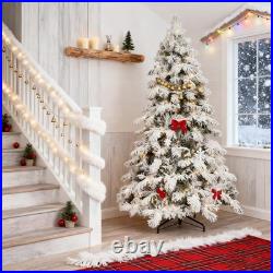 5/6/7/8 Ft Prelit Snow Flocked Artificial Christmas Tree Winter Indoor Decorate 5/6/7/8 Ft Prelit Snow Flocked Artificial Christmas Tree Winter Indoor Decorate