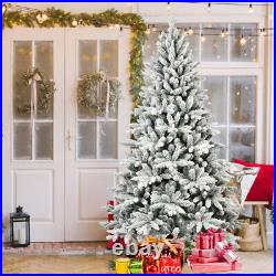 5/6/7 FT Flocked Artificial Christmas Tree Full Appearance with Sturdy Metal Stand