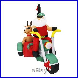 5.7 Inflatable Santa Clause and Reindeer On Motorcycle Christmas Yard Air Blown