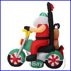5.7 Inflatable Santa Clause and Reindeer On Motorcycle Christmas Yard Air Blown