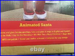 5.8ft Holiday Time Animated Dancing + Singing Santa Claus Christmas Prop Décor