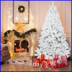 5-9 FT White Artificial Christmas Tree Hinged Fir Xmas Tree Holiday Decorat