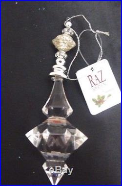 5 Acrylic crystal drop dangle ornaments Raz Imports Brand New