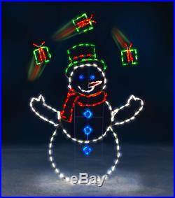 5′ Animated LED Lighted JUGGLING SNOWMAN GIFTS OUTDOOR CHRISTMAS Decor PRE-LIT