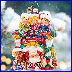 5 Christopher Radko Fireplace High Jinks Elf Retro Ornament Christmas Decor