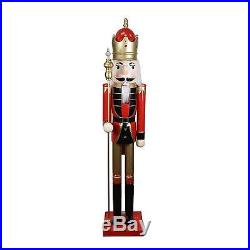 5' Decorative Commerical Size Red King Wooden Christmas Nutcracker with Scepter