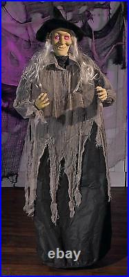 5-FT Animated Floating Witch Talking Laughing Moving Halloween Prop with Lit Eyes