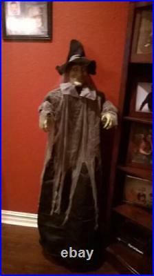 5-FT Animated Floating Witch Talking Laughing Moving Halloween Prop with Lit Eyes