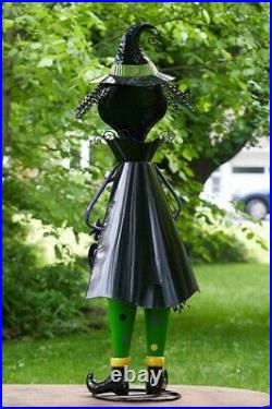 5 Foot Tall Metal Witch with Broom Stick Halloween Figurine Decoration