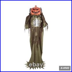 5 Ft 8 In Animatronic Standing Pop-up Head Pumpkin Man Halloween Decoration