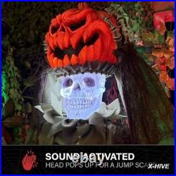 5 Ft 8 In Animatronic Standing Pop-up Head Pumpkin Man Halloween Decoration