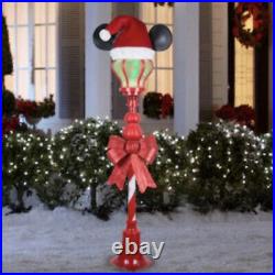 5 Ft Disney Christmas Mickey Mouse W Santa Hat Led Lighted Lamppost Yard Decor