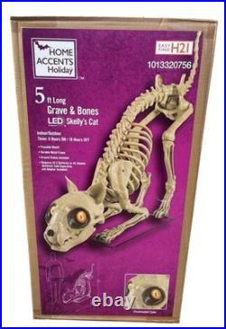 5 Ft Long Grave & Bones LED Skelly's Cat Home Depot Halloween Used FAST SHIP