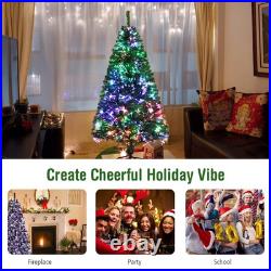 5 Ft Pre-lit Artificial Christmas Tree, Premium Fiber Optic Christmas Tree, H