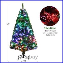 5 Ft Pre-lit Artificial Christmas Tree, Premium Fiber Optic Christmas Tree, H